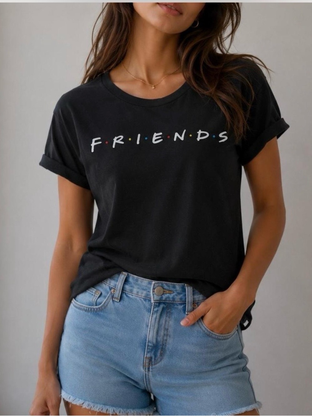 H& M Friends Logo T-shirt Black Medium Like New